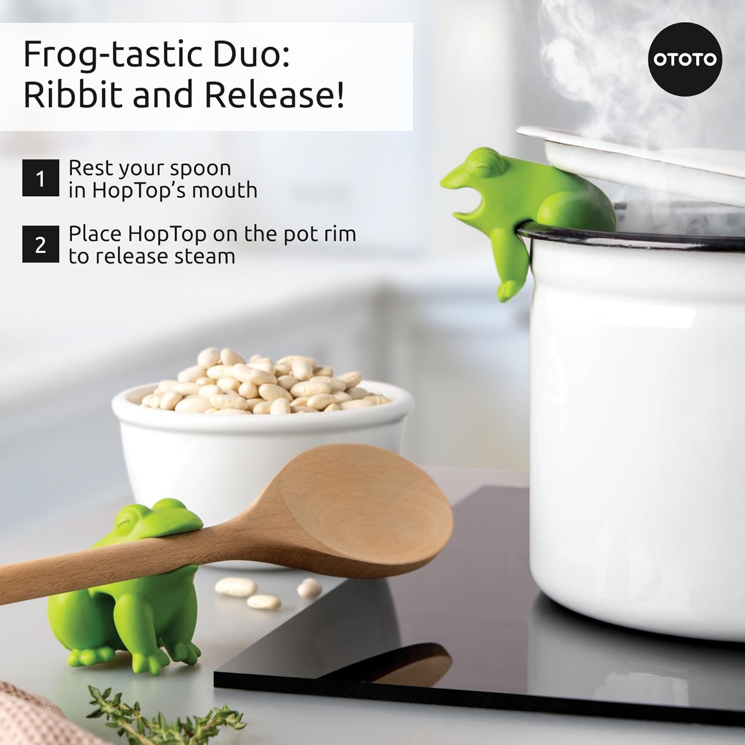 Ototo - Spoon And Pot Lid Holder - Green - Hoptop Compact