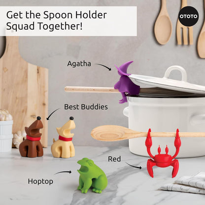 Ototo - Spoon And Pot Lid Holder - Green - Hoptop Compact