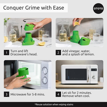 Ototo - Dracowave Microwave Cleaner - Grøn - Compact Size To Fit Most Standard Microwaves