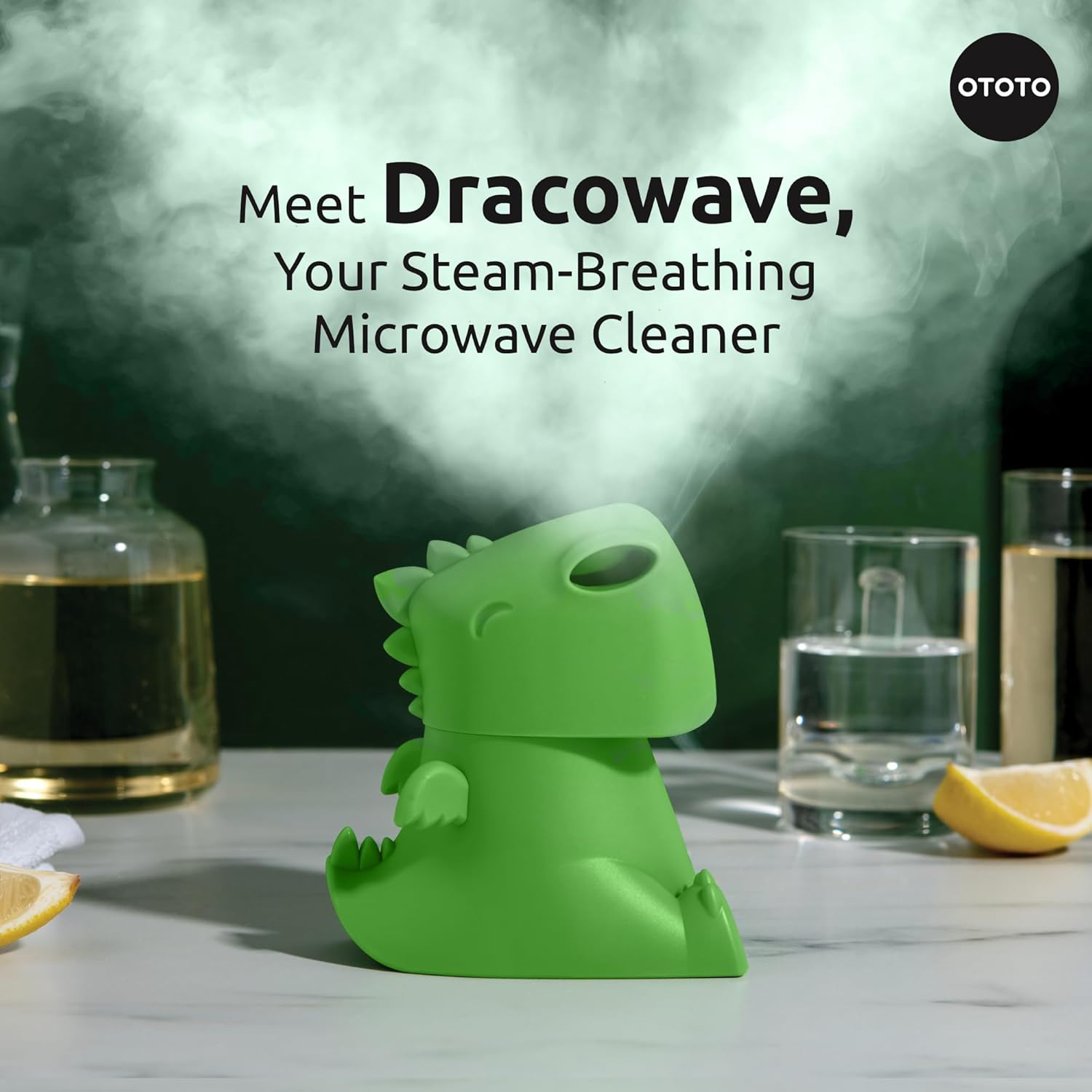 Ototo - Dracowave Microwave Cleaner - Grøn - Compact Size To Fit Most Standard Microwaves