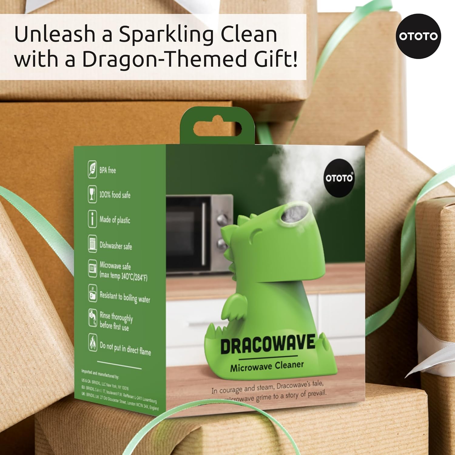 Ototo - Dracowave Microwave Cleaner - Grøn - Compact Size To Fit Most Standard Microwaves