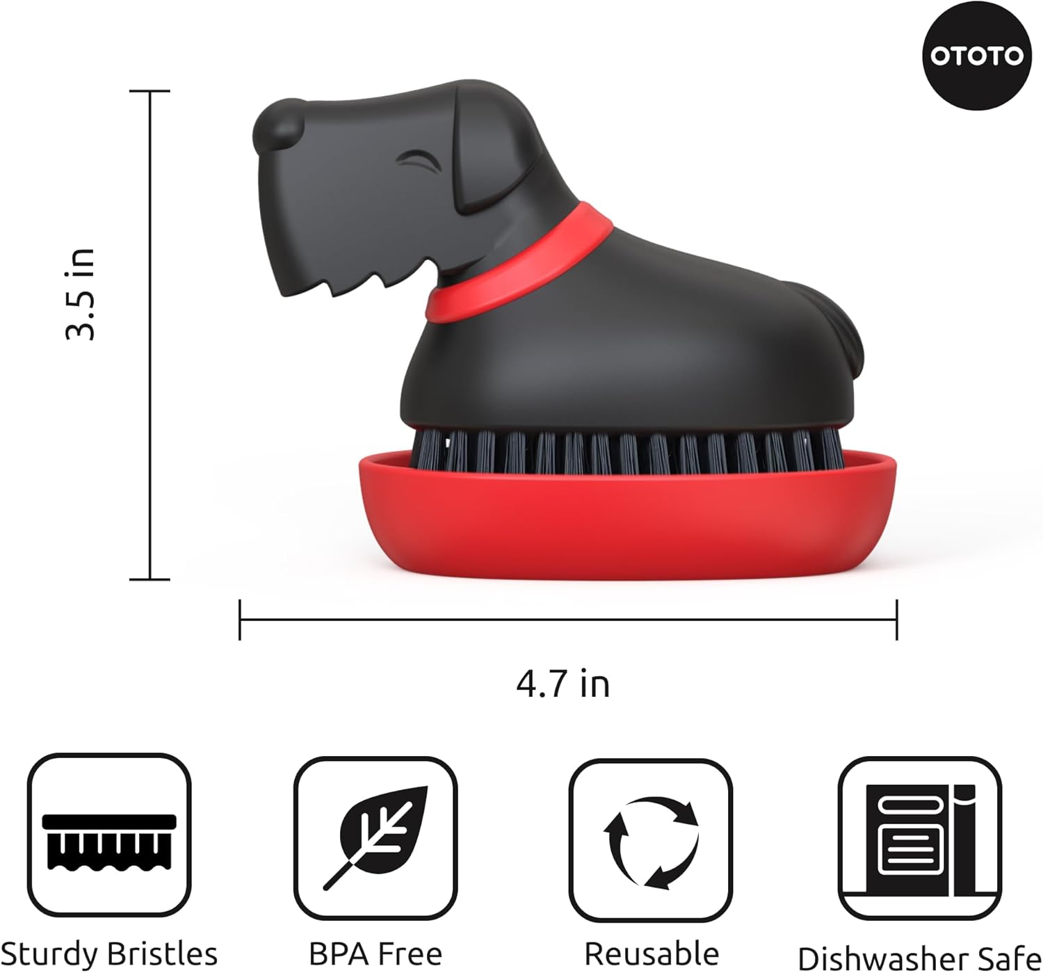 Ototo - Oscar Dish Brush - Black