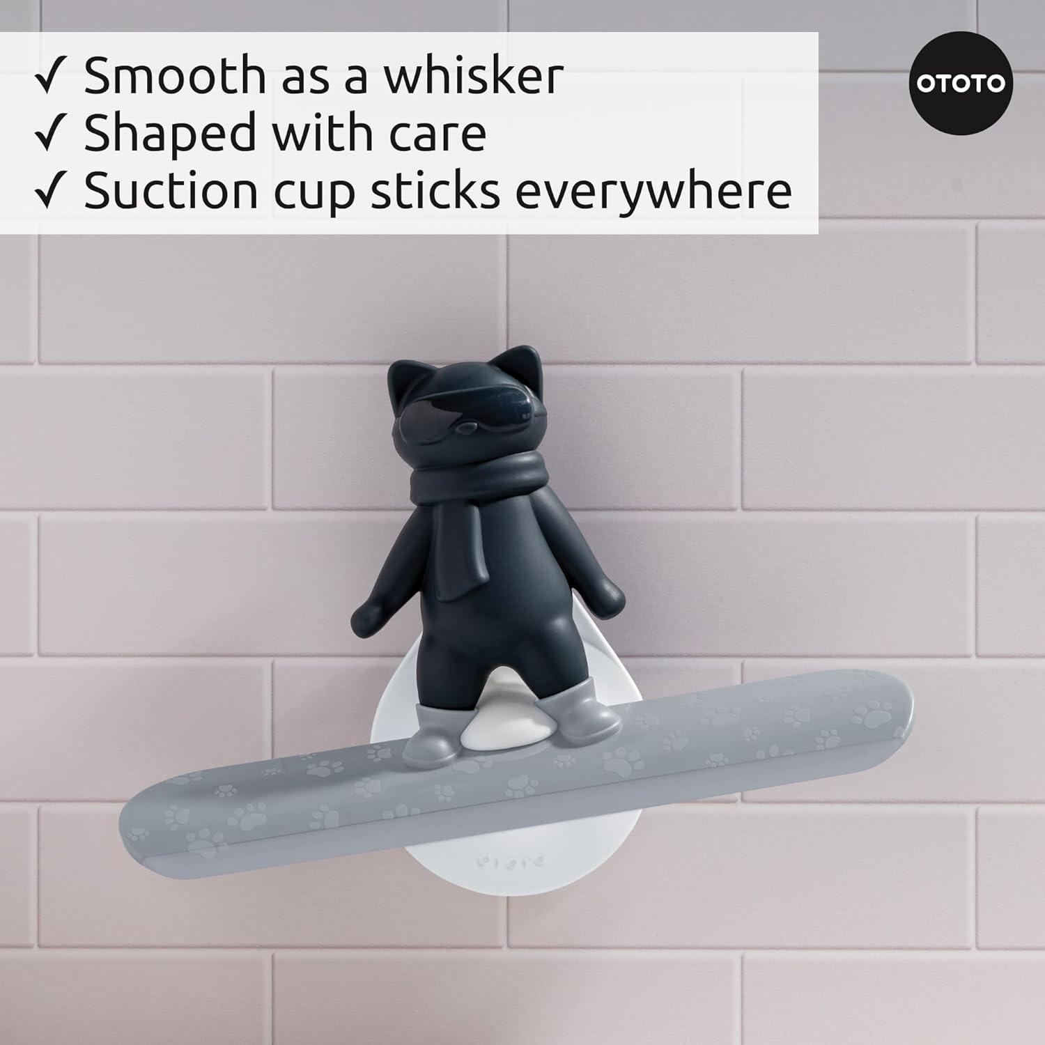 Ototo - Chill Cat Squeegee - Muted Grey And Dark Blue - Compact
