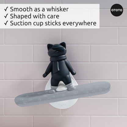 Ototo - Chill Cat Squeegee - Muted Grey And Dark Blue - Compact