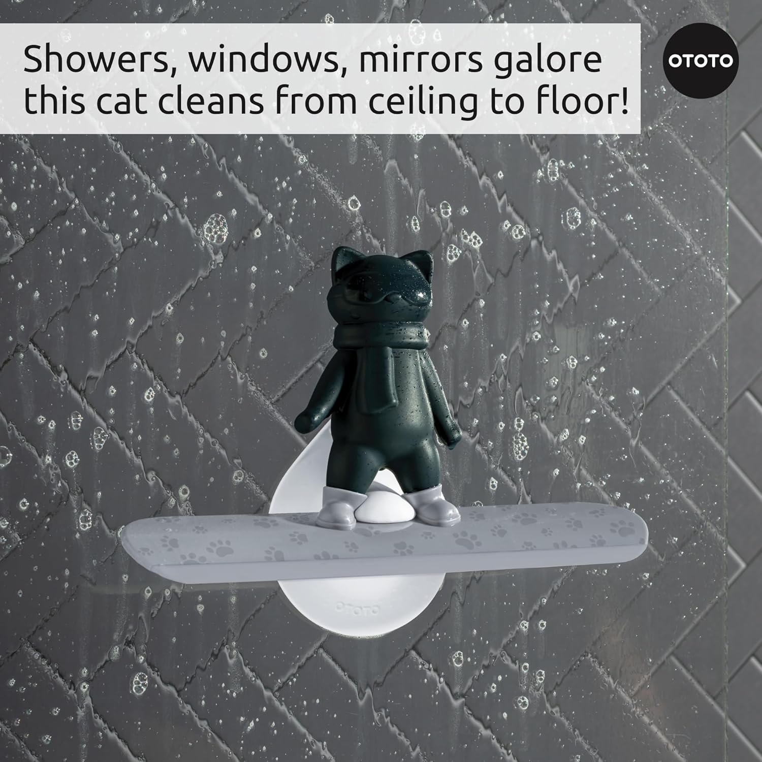 Ototo - Chill Cat Squeegee - Muted Grey And Dark Blue - Compact
