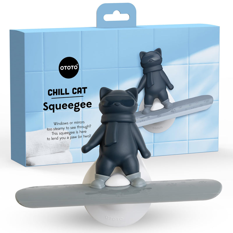 Ototo - Chill Cat Squeegee - Muted Grey And Dark Blue - Compact