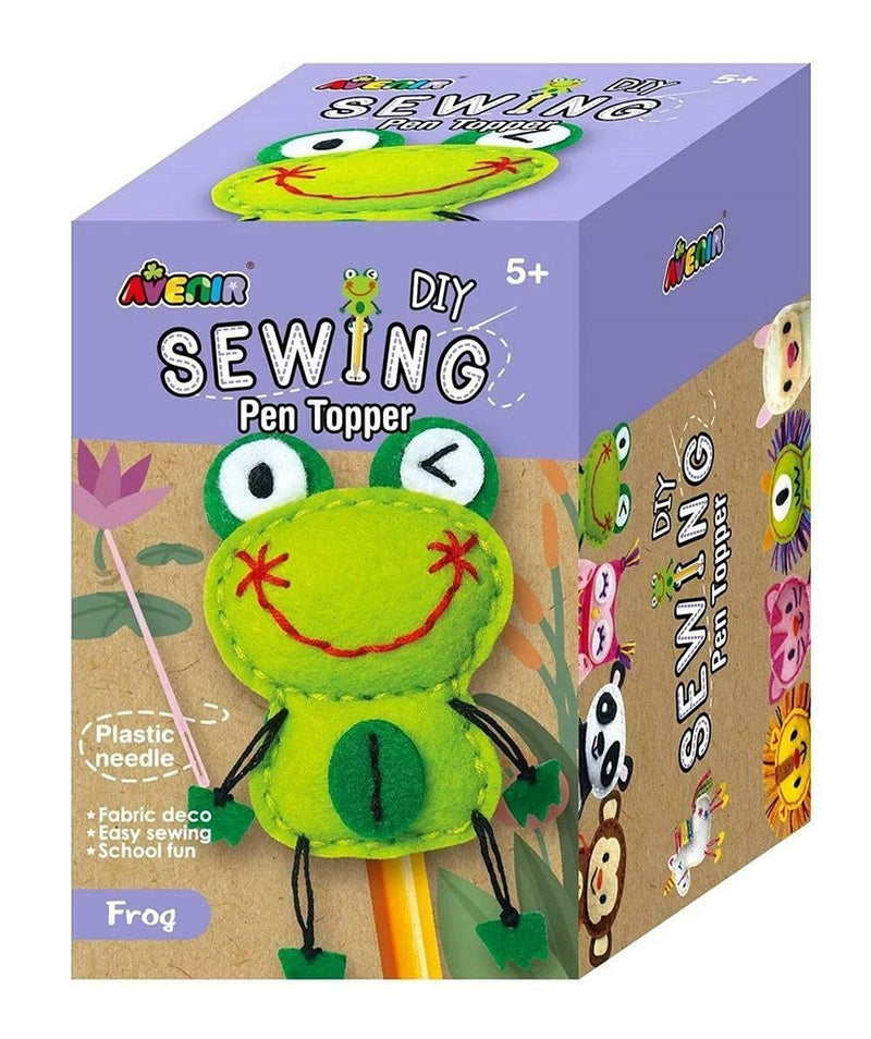 Avenir - Sewing pen decoration, frog, sewing kit for friends, hours of entertainment and creativity, tools and instructions included, easy and fun activity for kids