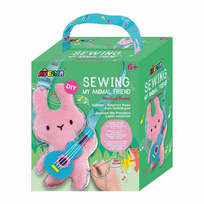 Avenir 6301815 DIY naaiset, naaigaas met gitaar, schouderdier, knutselset voor kinderen, creatieve set, vanaf 6 jaar