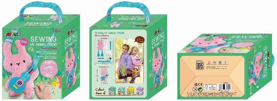 Avenir 6301815 DIY naaiset, naaigaas met gitaar, schouderdier, knutselset voor kinderen, creatieve set, vanaf 6 jaar