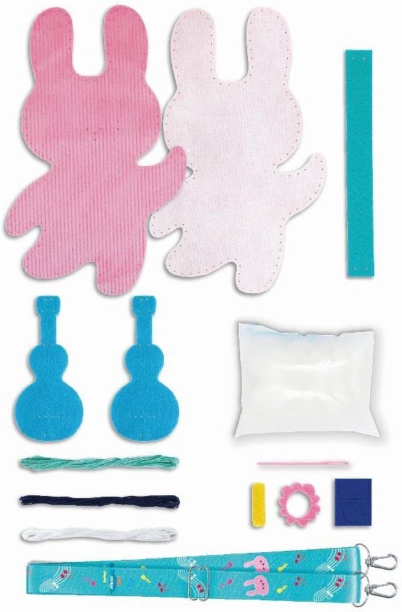Avenir 6301815 DIY naaiset, naaigaas met gitaar, schouderdier, knutselset voor kinderen, creatieve set, vanaf 6 jaar
