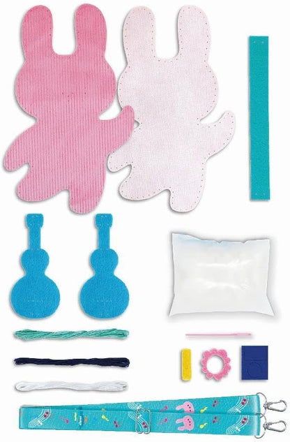 Avenir 6301815 DIY naaiset, naaigaas met gitaar, schouderdier, knutselset voor kinderen, creatieve set, vanaf 6 jaar
