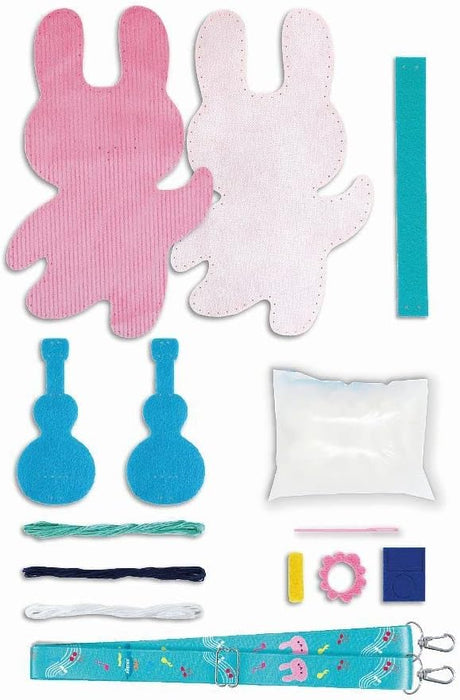 Avenir 6301815 DIY naaiset, naaigaas met gitaar, schouderdier, knutselset voor kinderen, creatieve set, vanaf 6 jaar