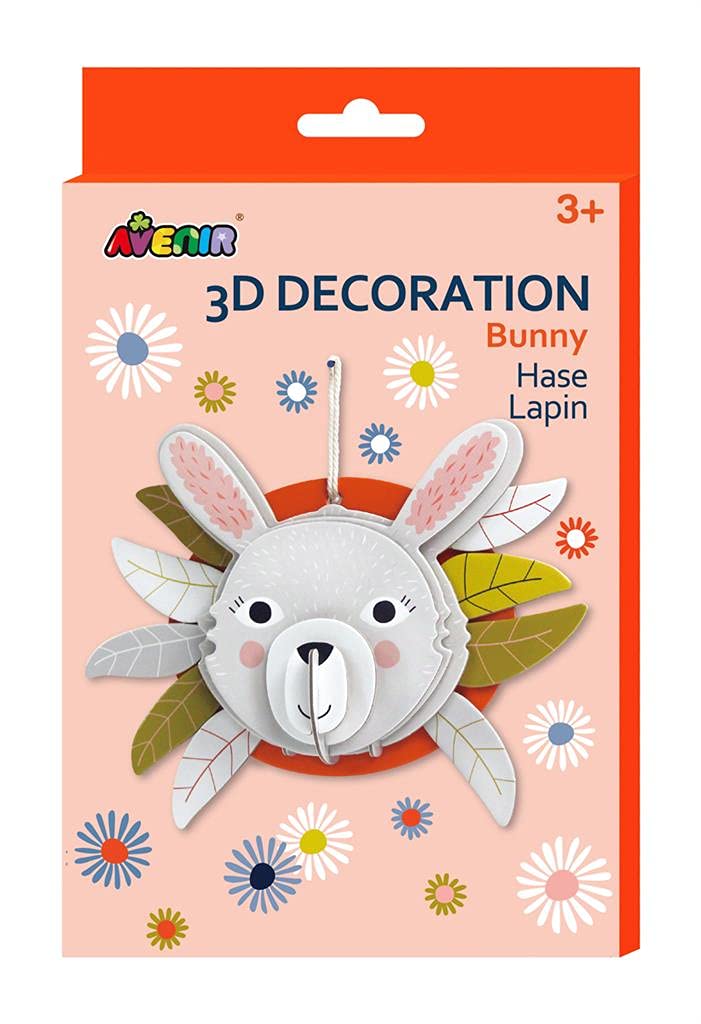 3D-decoratie: haas 21 x 14,8 cm, in doos 15,2 x 1 x 24,5 cm, 3+