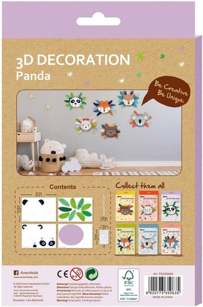 3D-decoratie: Panda 21 x 14,8 cm, in doos 15,2 x 1 x 24,5 cm, 3+.