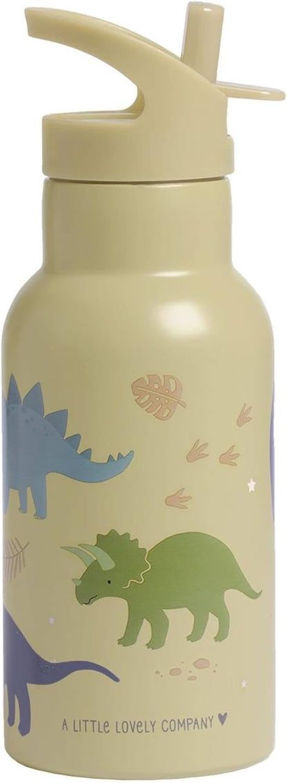 A Little Lovely Company - Stainless Steel Drinking Bottle - Dino - 7.3 X 20 X 7.3 Cm