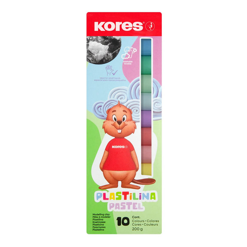 Kores - Plastilina: plasticine kneedmassa voor kinderen, zacht en gemakkelijk modelleren, wasbaar en niet giftig, set van 10 kleuren x 20 g