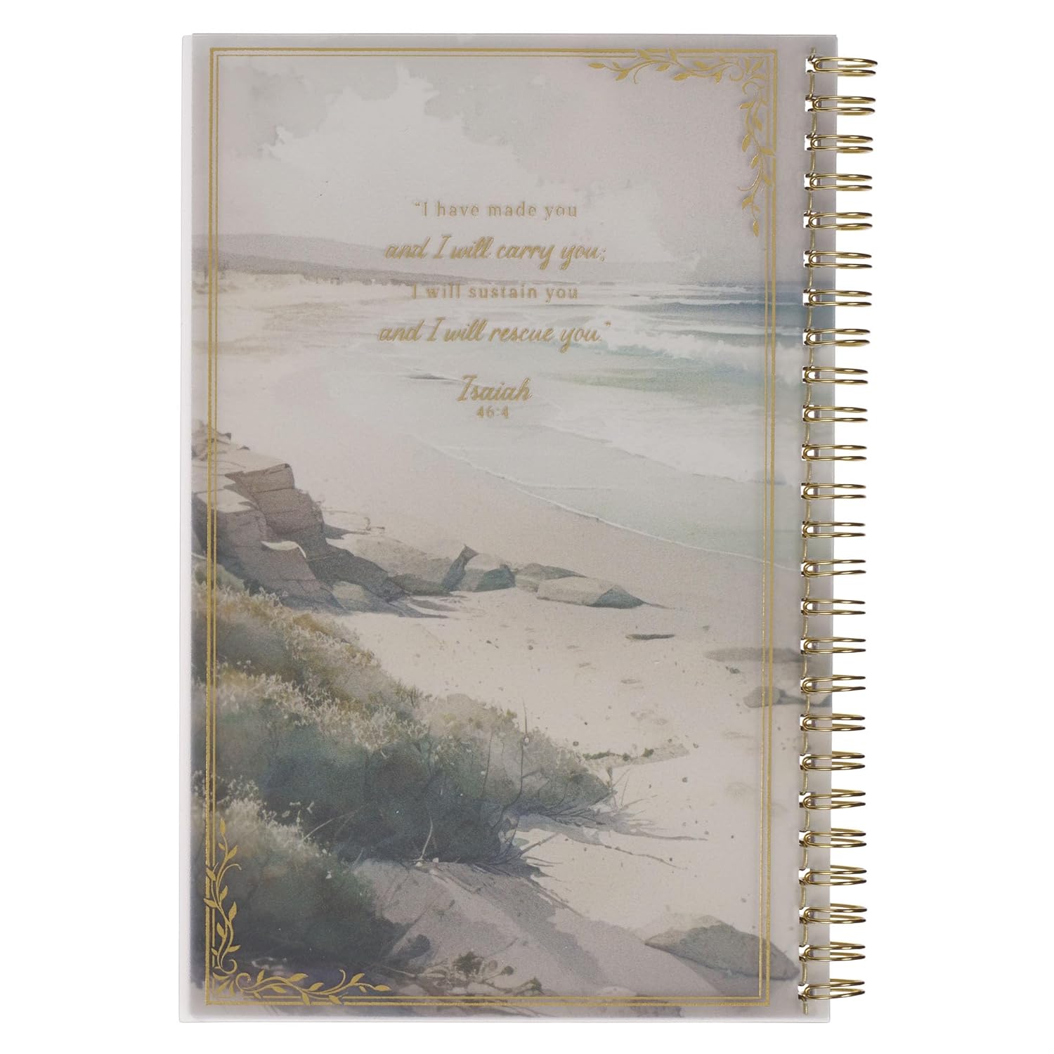 Christian Art Gifts Footprints in the Sand Writing Wirebound Notebook - Psalm 118:29 Bible Verse, Flexible Cover Prayer Journal, 128 Ruled Pages w/Scripture, 8.5" x 5.9" x 0.6" (216mm x 150mm x 15mm