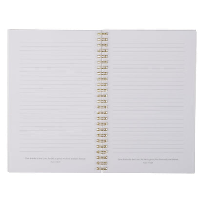 Christian Art Gifts Footprints in the Sand Writing Wirebound Notebook - Psalm 118:29 Bible Verse, Flexible Cover Prayer Journal, 128 Ruled Pages w/Scripture, 8.5" x 5.9" x 0.6" (216mm x 150mm x 15mm