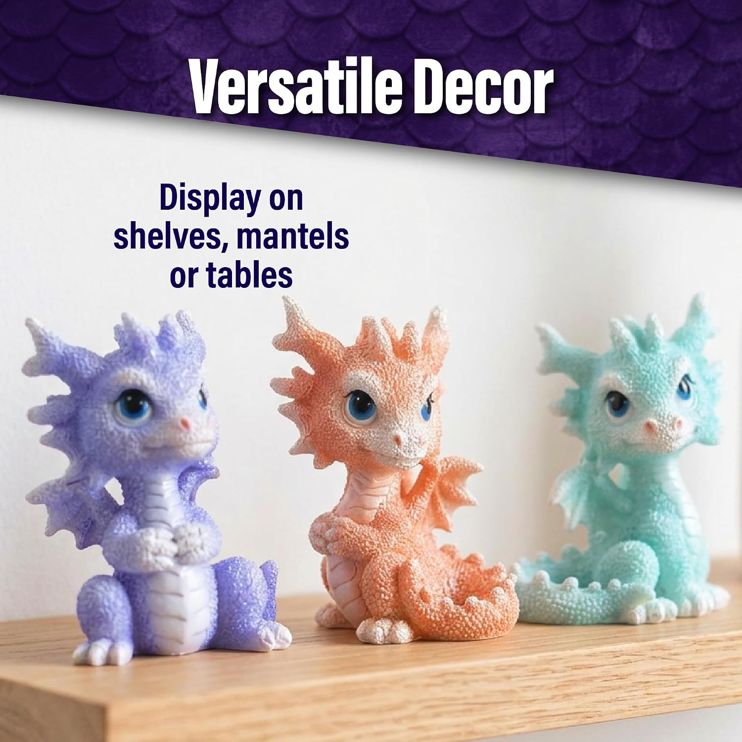 Nemesis Now Coralscale Hatchling Trio Dragon Figurines Set of 3, 8.7cm - Mini Resin Baby Dragons, Hand-Painted Resin Coral Pastel Fantasy Collectibles