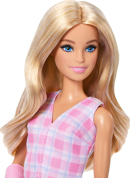 Barbie Fashionistas Doll #243 with Blonde Hair and Pink Arm Cast Accessory, Wearing Plaid Top and Skirt with Pink Loafers, JJN56