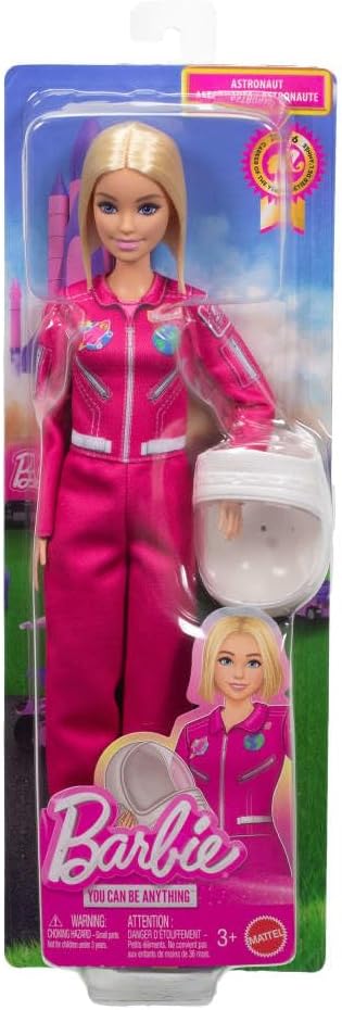 Barbie Carriere - Astronauta, bambola Carriera dell'anno 2026, capelli biondi e tuta spaziale con scarpe rosa rimovibili, accessorio casco spaziale incluso, 3+ anni, JKF77