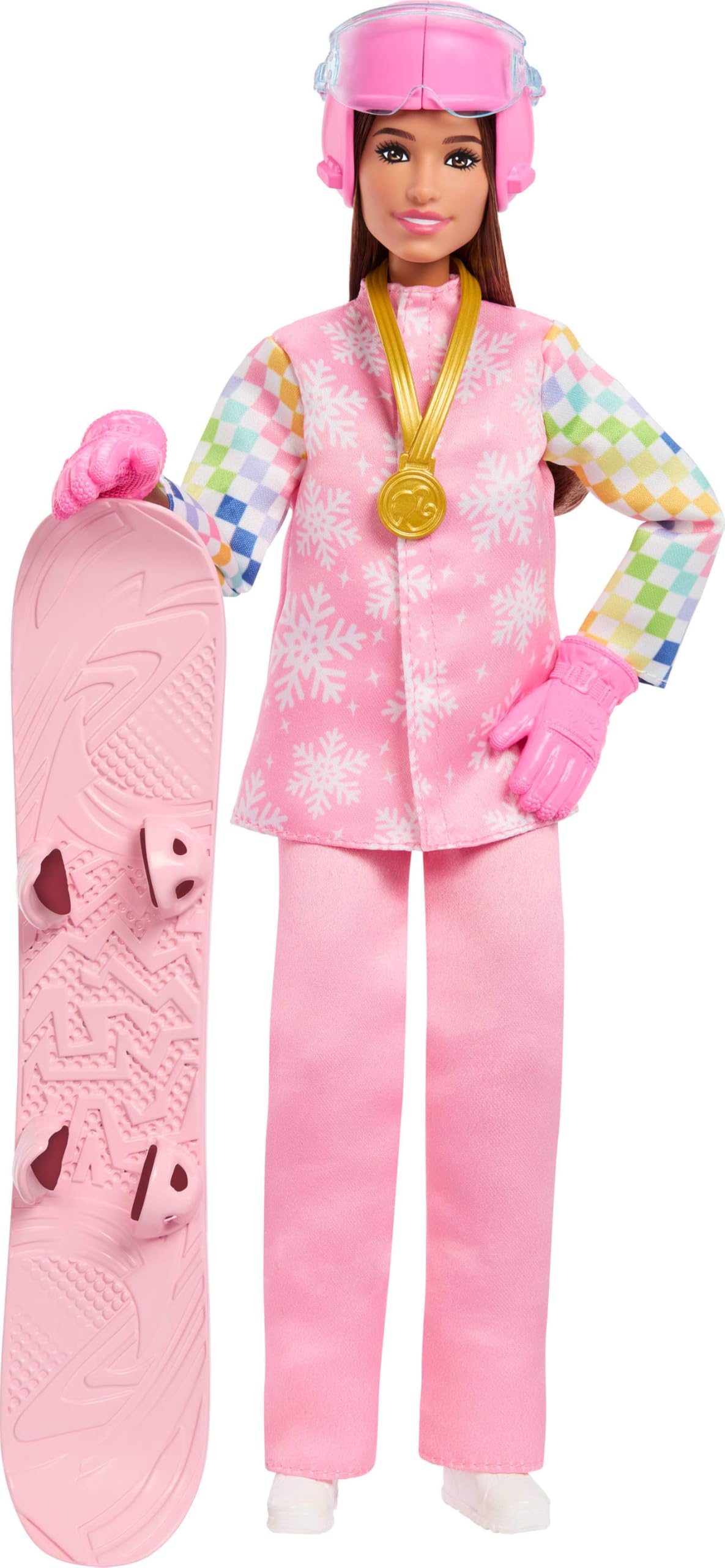 Barbie Careers Snowboarder Doll Wearing Pink Snow Jacket, Pants & Boots with 10+ Accessories Including Color-Change Snowboard, JKF78