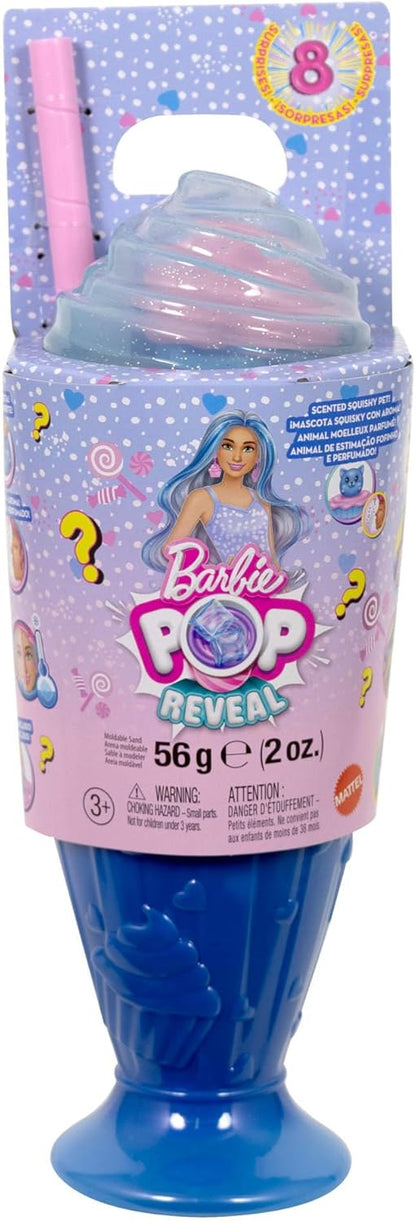 Barbie Pop Reveal Series Fashion Doll & Accessories Set, Treat Series, Cool Cupcake Theme with Pet, 8 Surprises Include Color Change, JFY61