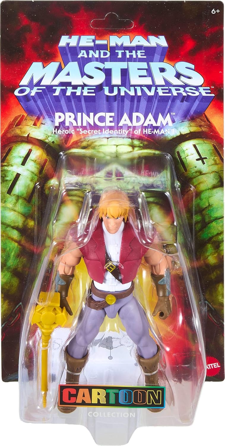 Masters of the Universe Origins Action Figure 200X Cartoon Collection Prince Adam, 5.5 Inch 1980s MOTU TV Hero, Detailed Design & Scepter, JHJ99
