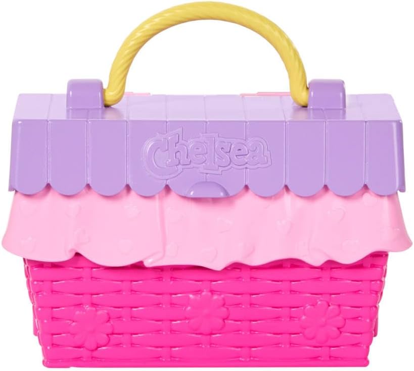 Barbie Family & Friends Club Chelsea Pop-Up Tea Party Playset with Blonde Small Doll, Transforming Picnic Basket & 10+ Accessories, JJB40