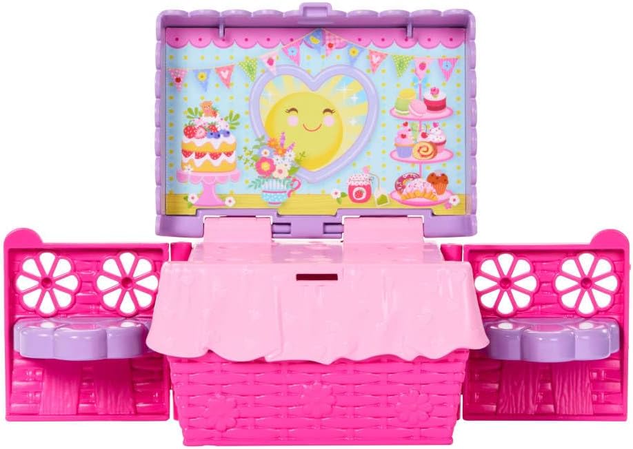 Barbie Family & Friends Club Chelsea Pop-Up Tea Party Playset with Blonde Small Doll, Transforming Picnic Basket & 10+ Accessories, JJB40