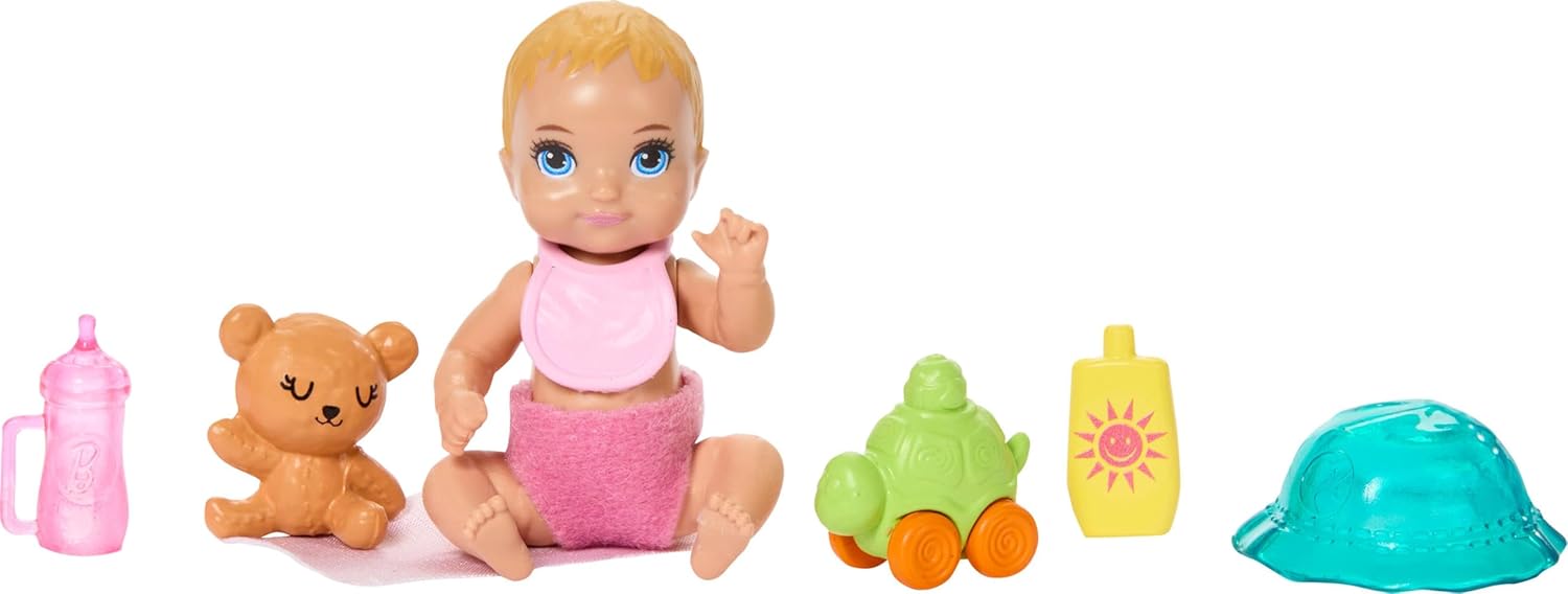 Barbie Skipper Babysitters Inc. Playset with Brunette Doll, Blonde Baby Doll, Stroller with Removable Car Seat & 7 Accessories, JJB42