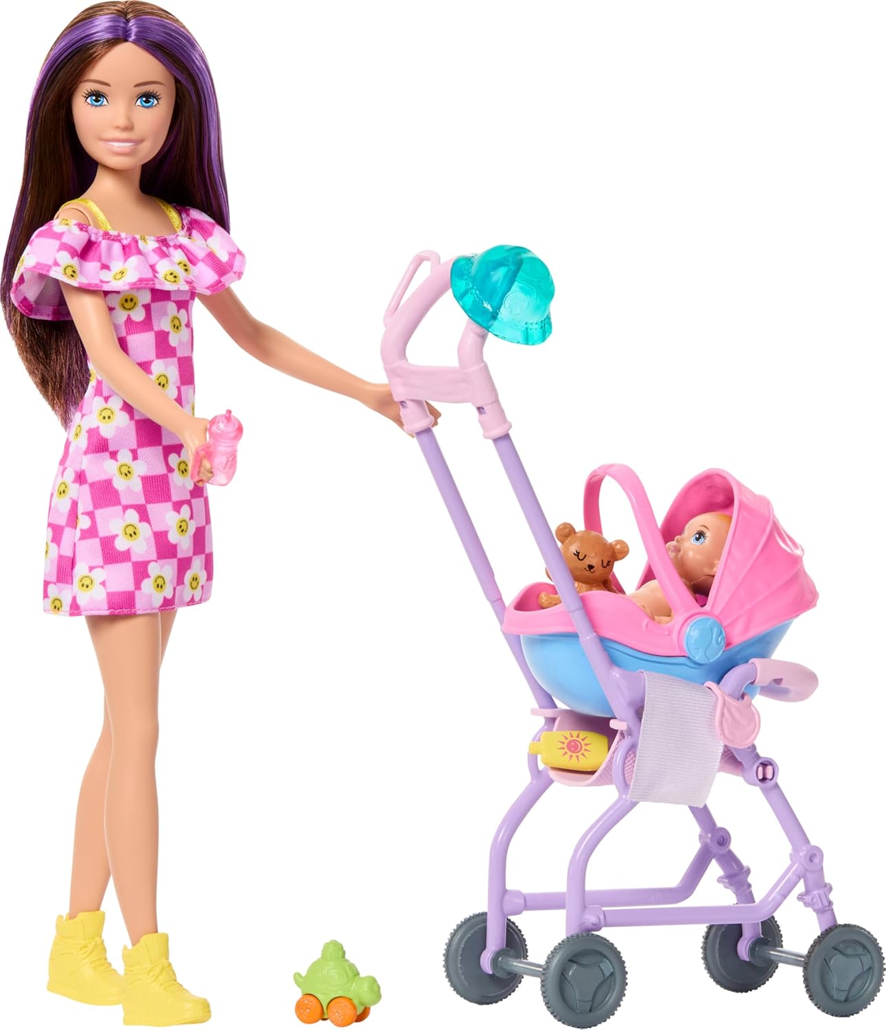 Barbie Skipper Babysitters Inc. Playset with Brunette Doll, Blonde Baby Doll, Stroller with Removable Car Seat & 7 Accessories, JJB42