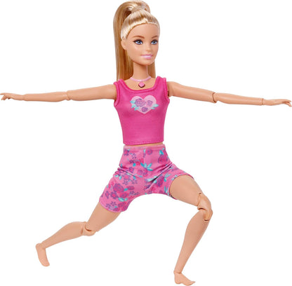 Barbie Mindful Moves Yoga Clothes Doll with 6 Guided Meditation Audio Clips, Music and Lights, Puppy with 6 Plug-in Accessories, Blonde