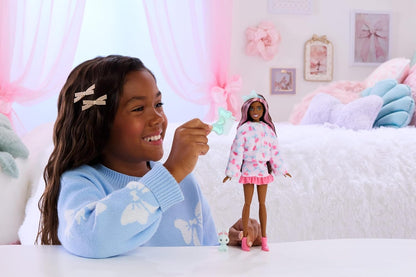 Barbie Cutie Reveal Doll & Accessories, Cuddly Series Bunny with 10 Surprises Including Color Change & Mini Pet, JJP65