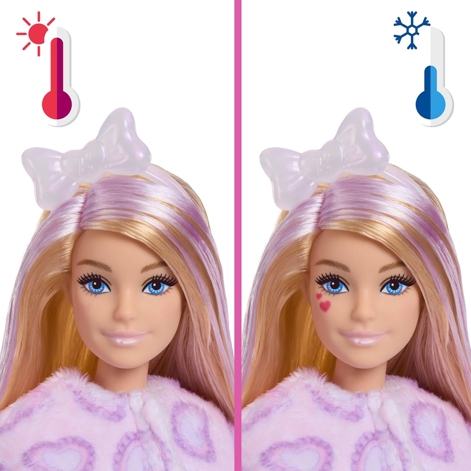 Barbie Cutie Reveal Doll & Accessories, Cuddly Series Kitten with 10 Surprises Including Color Change & Mini Pet, JJP64