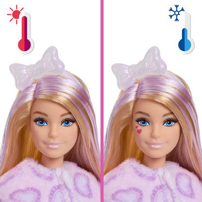Barbie Cutie Reveal Doll & Accessories, Cuddly Series Kitten with 10 Surprises Including Color Change & Mini Pet, JJP64
