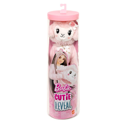 Barbie Cutie Reveal Doll & Accessories, Cuddly Series Lamb with 10 Surprises Including Color Change & Mini Pet, JJP66