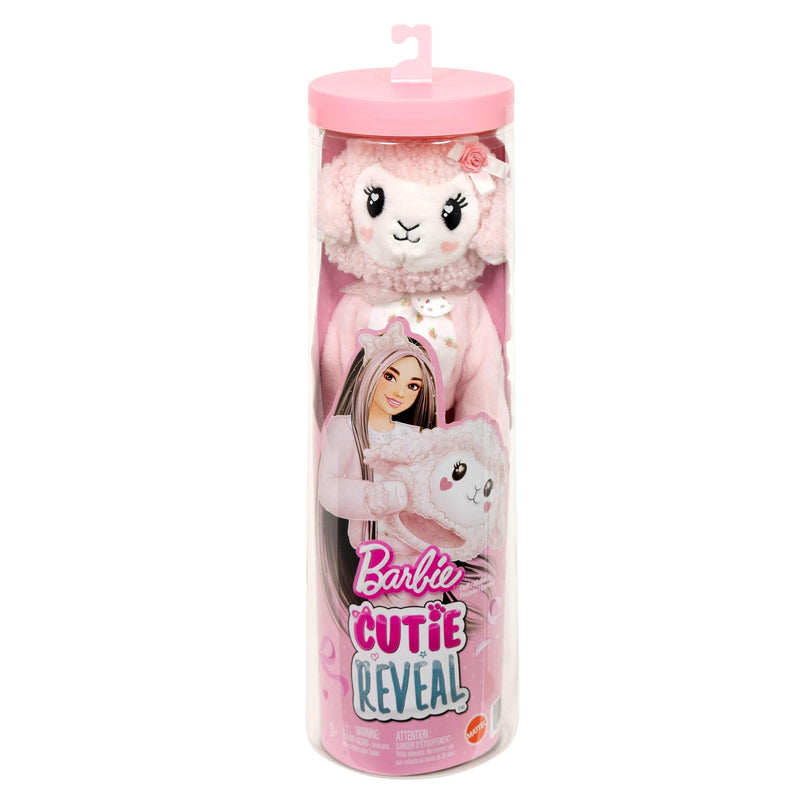 Barbie Cutie Reveal Doll & Accessories, Cuddly Series Lamb with 10 Surprises Including Color Change & Mini Pet, JJP66