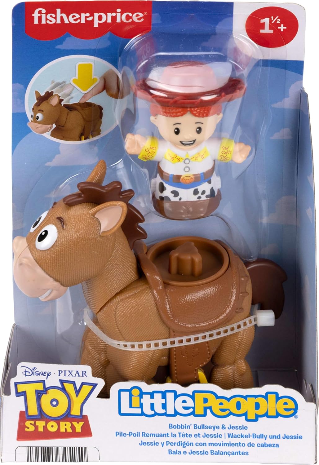 Fisher-Price Little People Disney Pixar Toy Story Bobbin’ Bullseye & Jessie, Toddler Figure Set