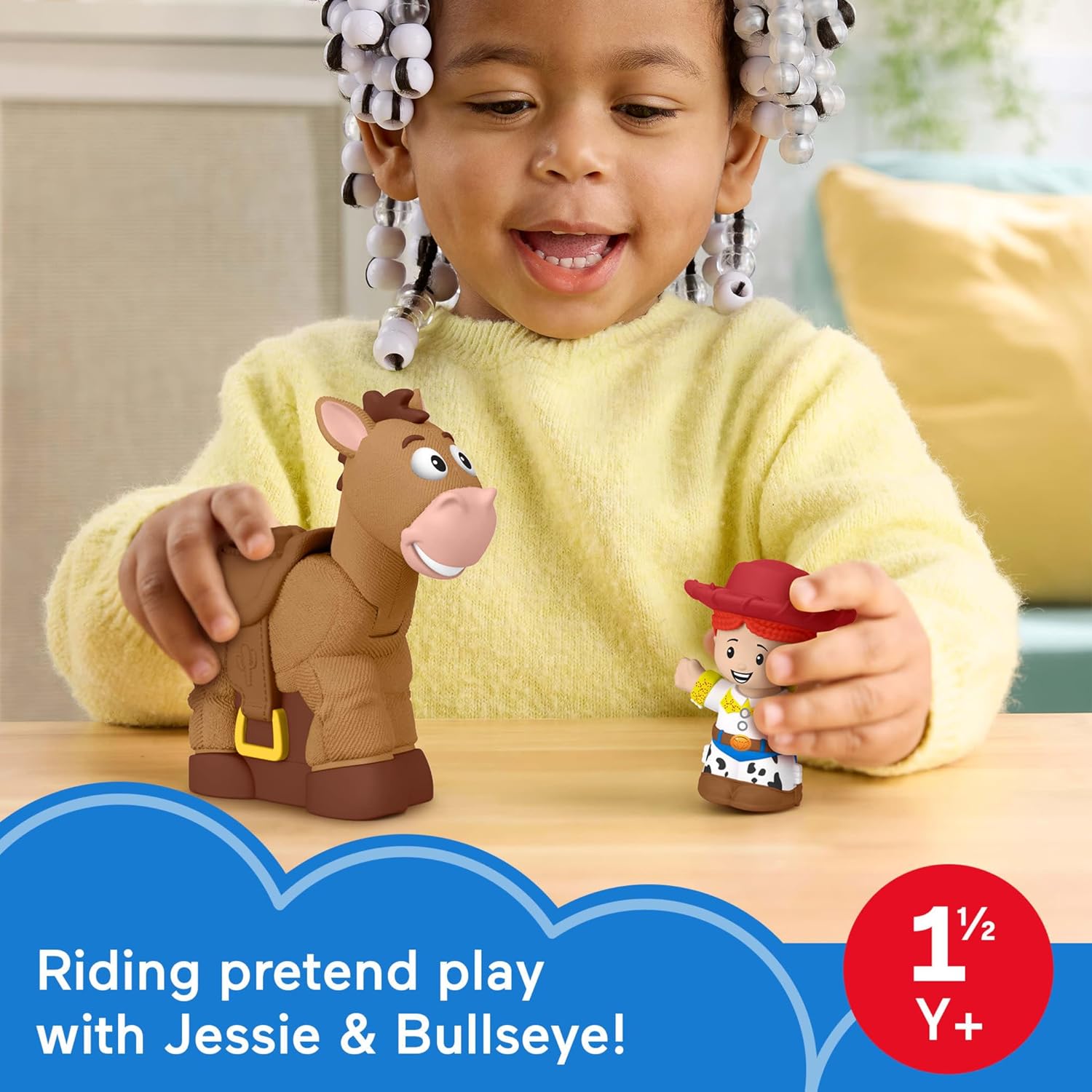 Fisher-Price Little People Disney Pixar Toy Story Bobbin’ Bullseye & Jessie, Toddler Figure Set