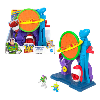 Fisher-Price Imaginext Disney and Pixar Toy Story Pizza Planet Playset with 3-inch Buzz Lightyear & Alien Friend Action Figures, Toy Rocket & Proectiles, JKW20