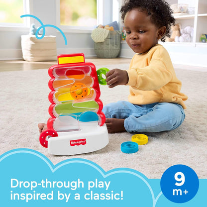 Fisher-Price Baby & Toddler Toy Drop Through Rock-a-Stack, Coin Drop Activity for Developmental Play Infants Ages 9+ Months, JLB81