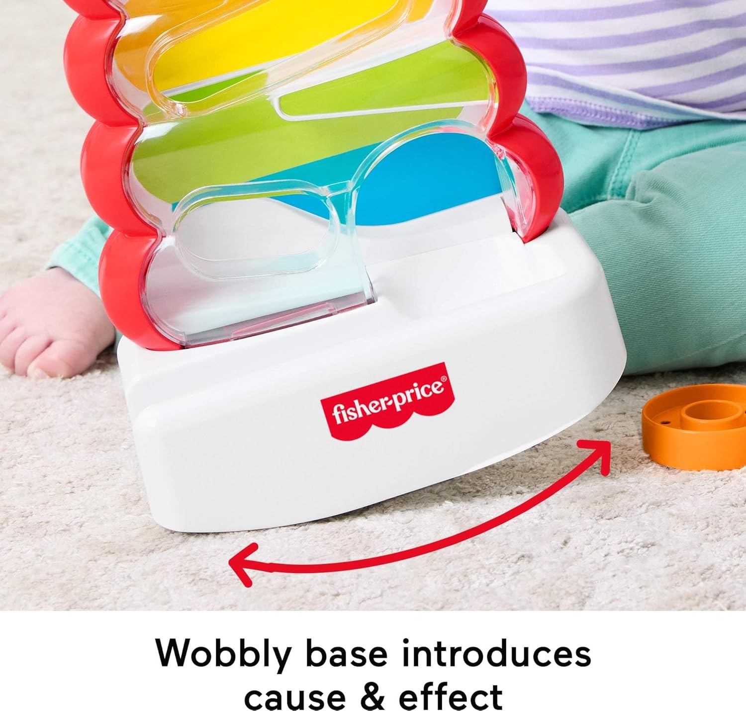 Fisher-Price Baby & Toddler Toy Drop Through Rock-a-Stack, Coin Drop Activity for Developmental Play Infants Ages 9+ Months, JLB81