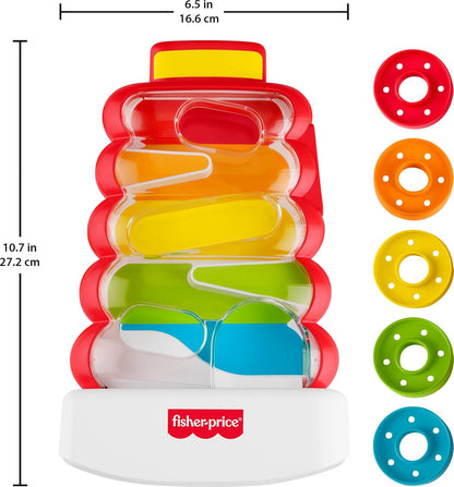 Fisher-Price Baby & Toddler Toy Drop Through Rock-a-Stack, Coin Drop Activity for Developmental Play Infants Ages 9+ Months, JLB81