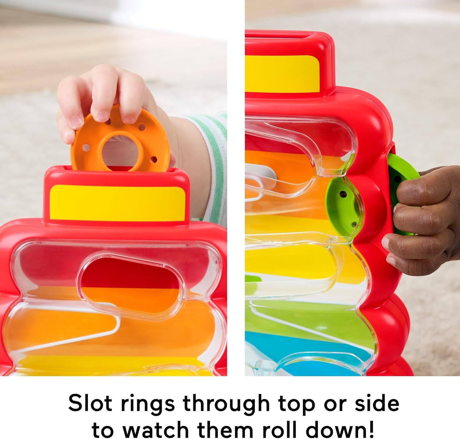 Fisher-Price Baby & Toddler Toy Drop Through Rock-a-Stack, Coin Drop Activity for Developmental Play Infants Ages 9+ Months, JLB81