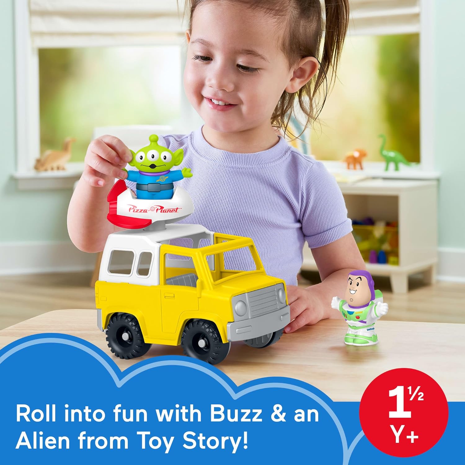 Fisher-Price - Disney und Pixar Toy Story Pizza Planet Truck Kinderspielzeug mit Buzz Lightyear und Alienfiguren für Kinder ab 18 Monaten