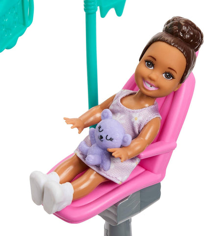 Barbie Careers Dentist Playset with Blonde Doll Wearing White Coat, Toddler Small Doll, Examination Chair & Accessories, JMK14