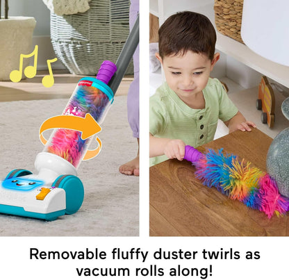 Fisher-Price Toddler Toy Laugh & Learn 2-in-1 Vacuum with Duster, Lights & Music for Pretend Play Kids Ages 2+ Years, Multilanguage Version, JMM33
