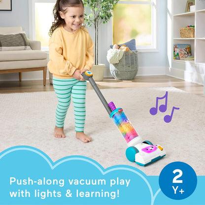 Fisher-Price Toddler Toy Laugh & Learn 2-in-1 Vacuum with Duster, Lights & Music for Pretend Play Kids Ages 2+ Years, Multilanguage Version, JMM33