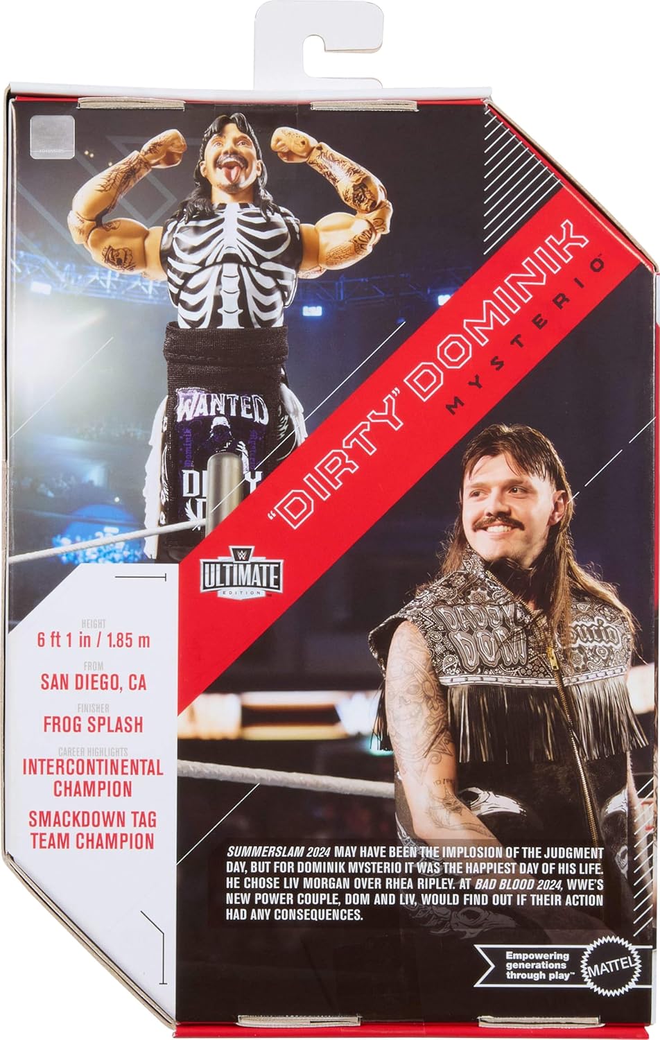 Mattel WWE Ultimate Edition Action Figure & Accessories Set, “Dirty” Dominik Mysterio 6-inch Collectible with Swappable Heads & Hands, 30 Articulation Points, JHV90